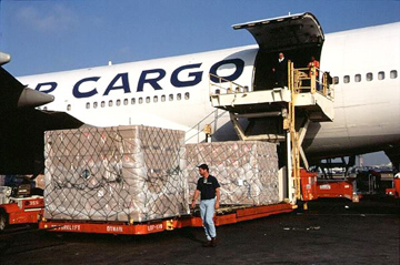Loading cargo on plane